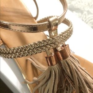 Rose gold sandals with tassels
